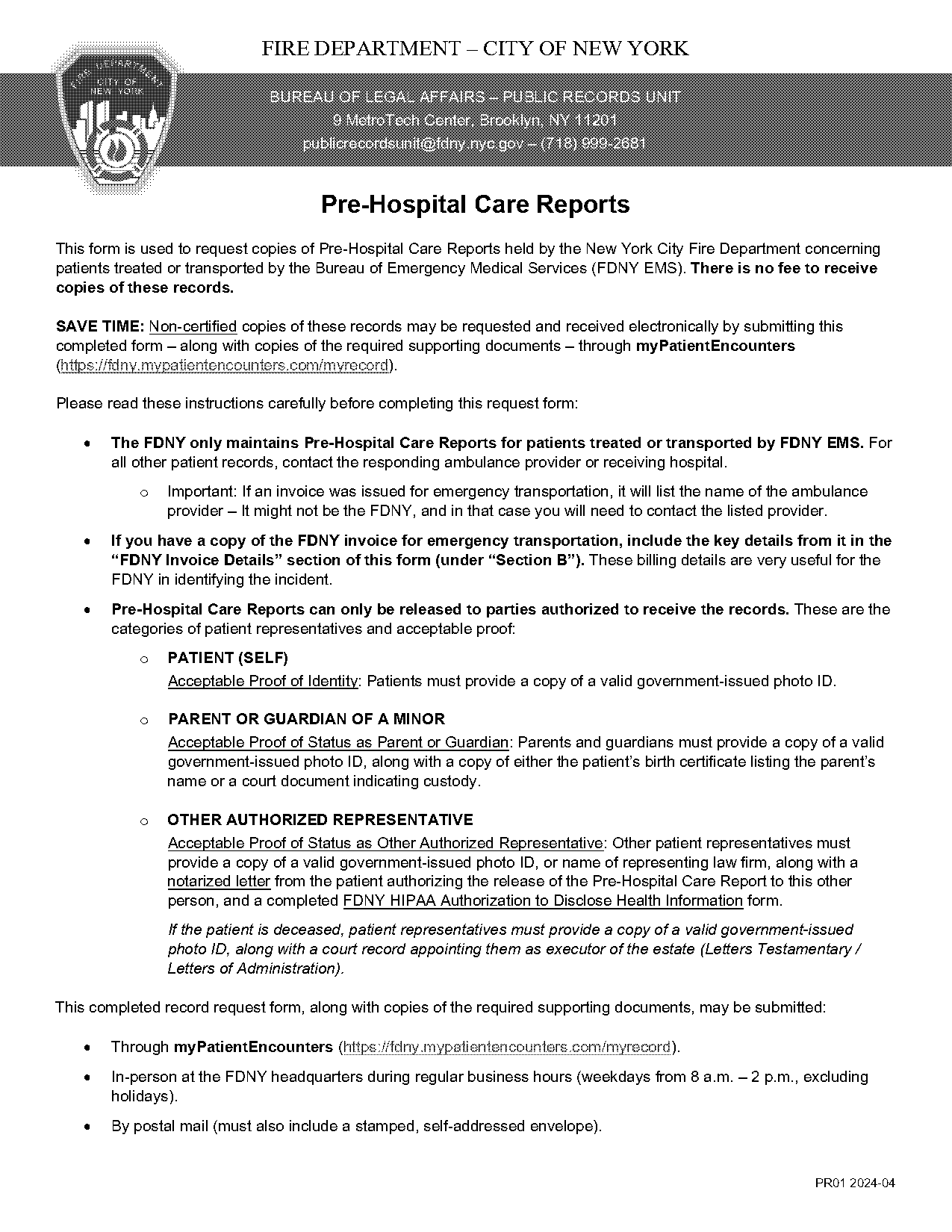 fdny request for records form