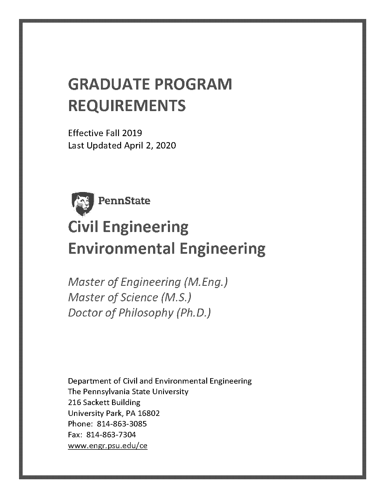 entrance requirements for a masters in environmental engineering