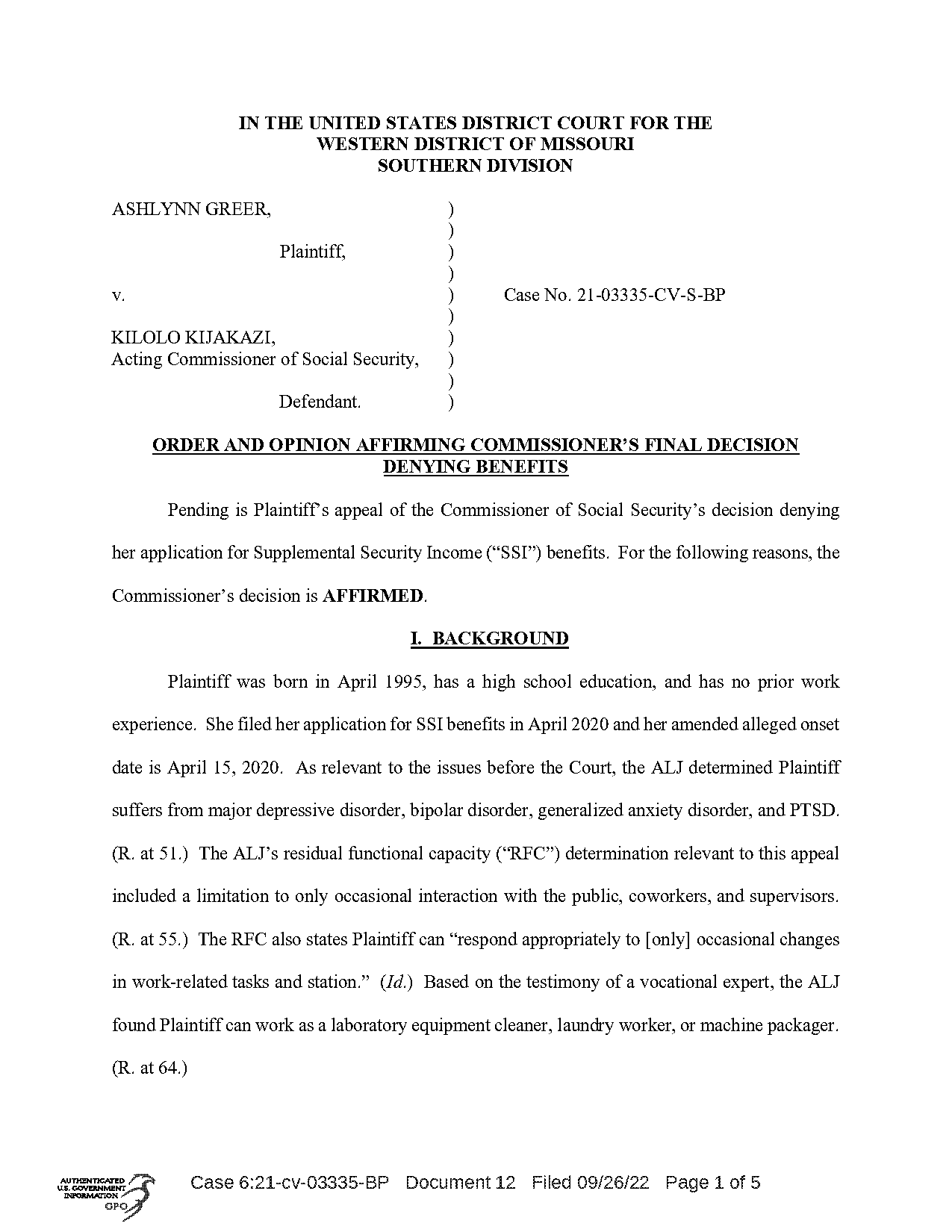 bipolar disorder mental residual functional capacity questionnaire