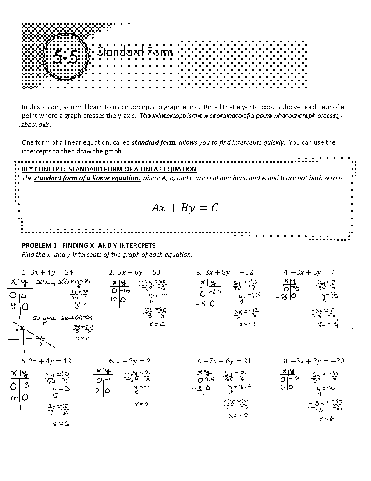 how do you graph a equation in standard form