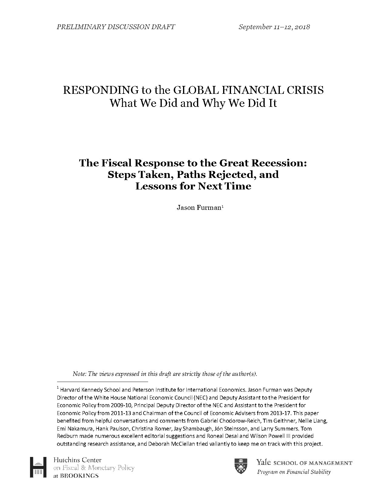 monetary and fiscal policy responses to the great recession