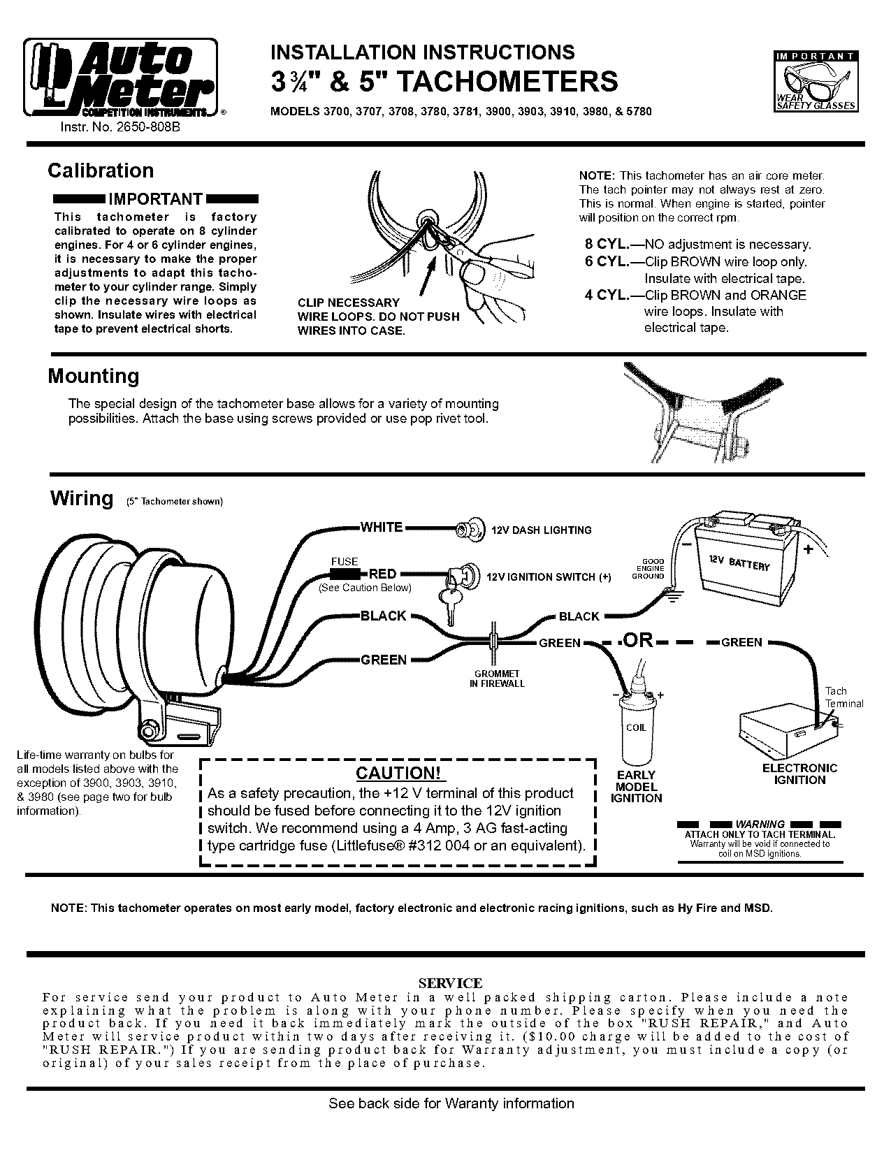 instruction manual for autometer tachometer