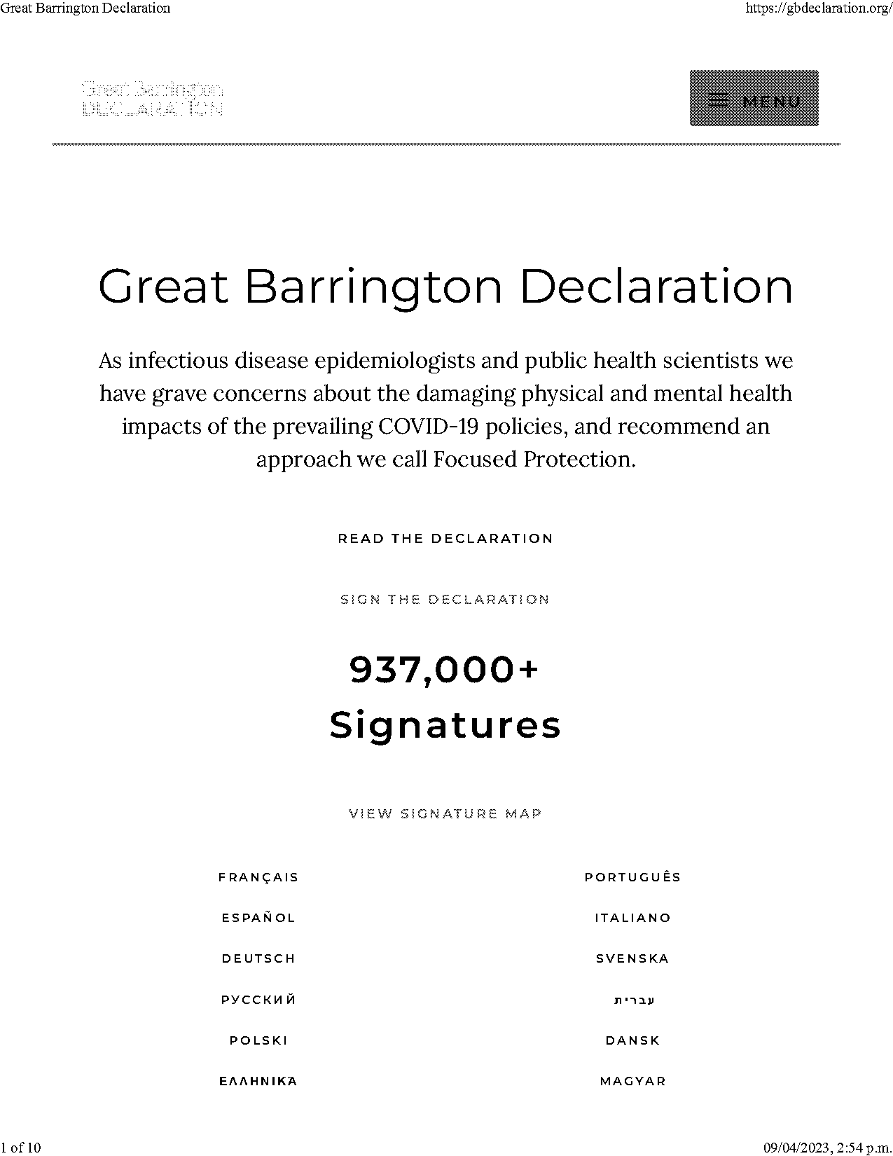 who signed the barrington declaration