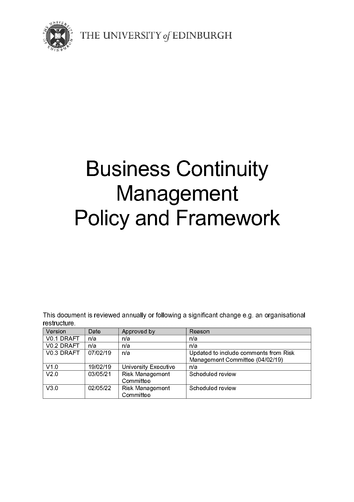 bcm policy statement template