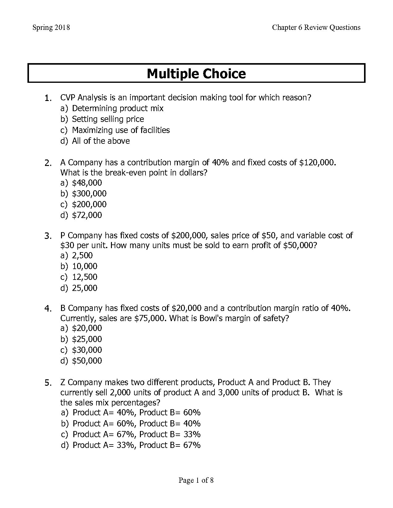 calculate break even point from income statement