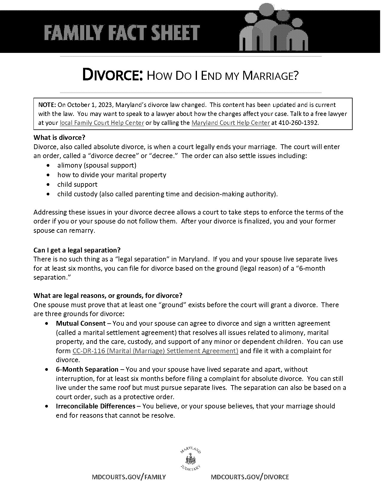 how to get a divorce maryland