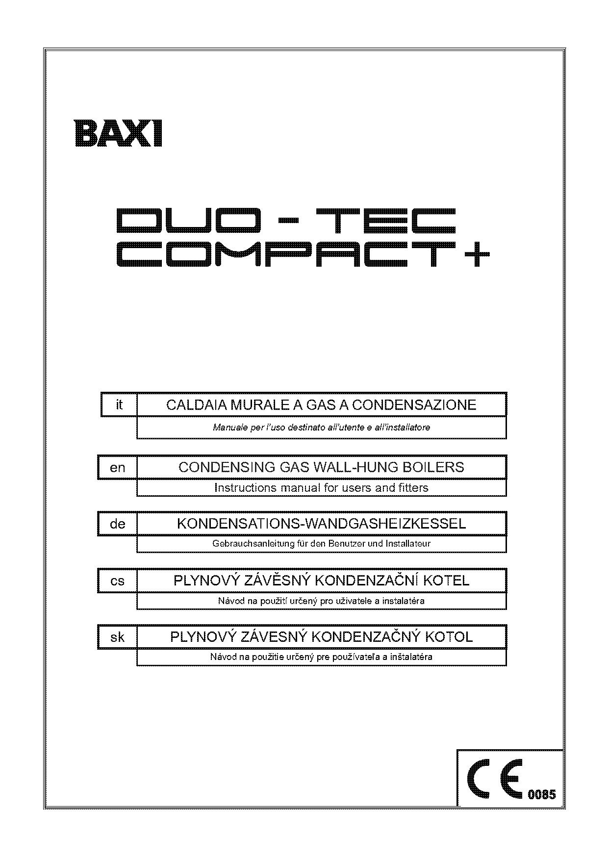 baxi duo tec operating instructions