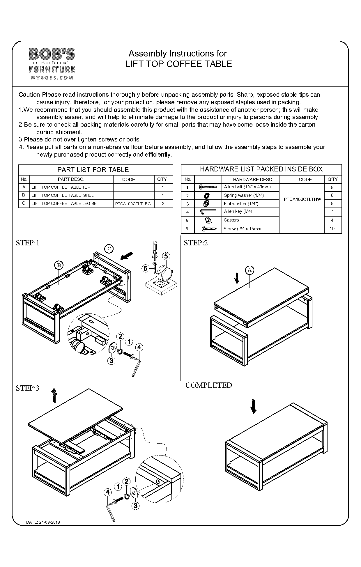 small lift top coffee table on wheels