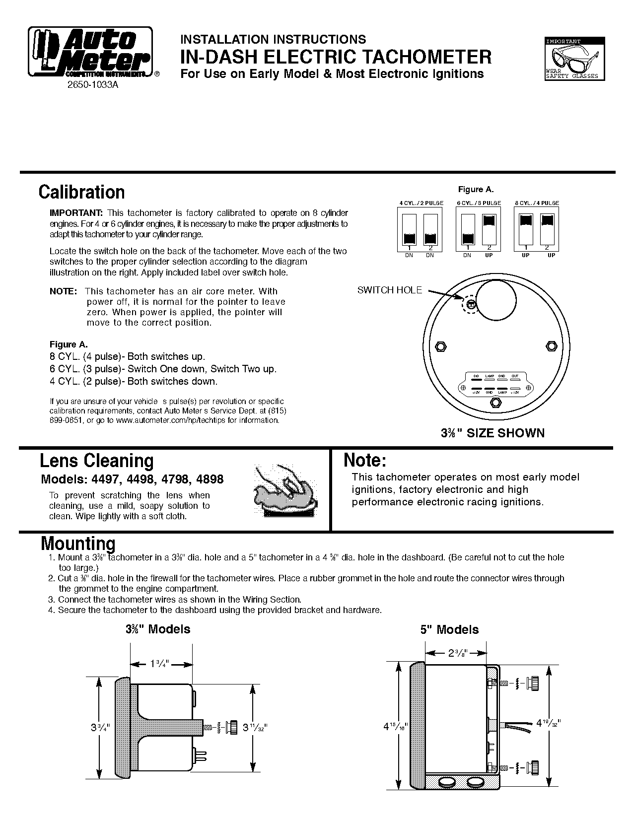 instruction manual for autometer tachometer