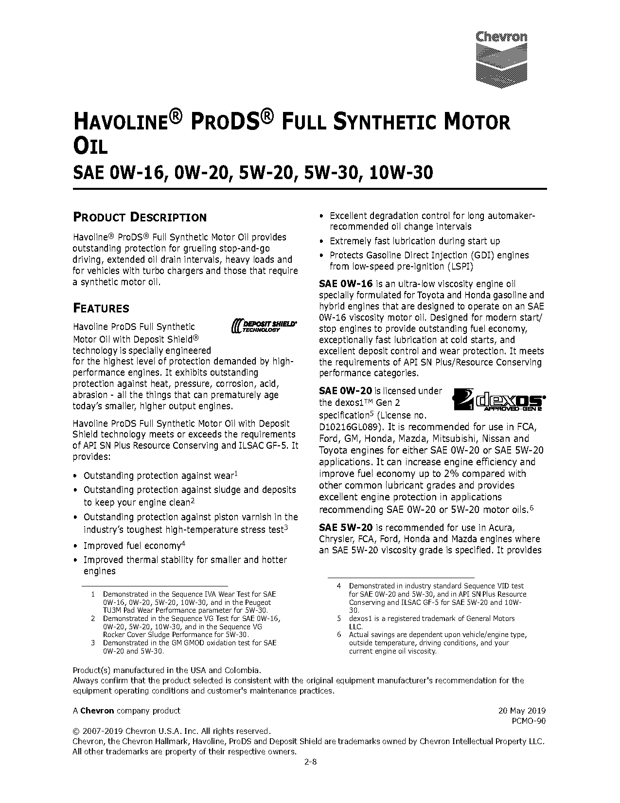 toyota recommended oil viscosity