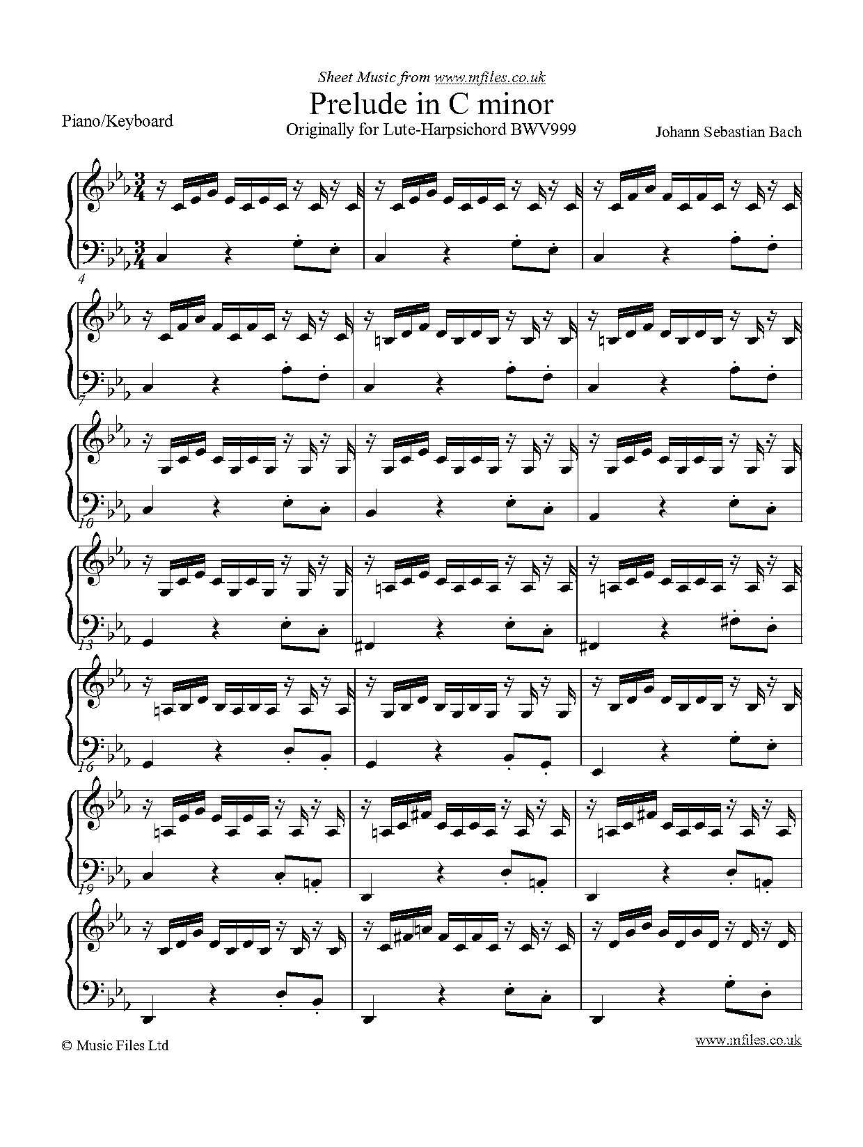 bach prelude in c minor sheet music pdf