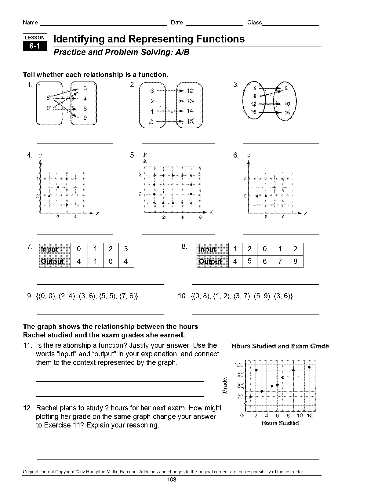 function or not a function worksheet