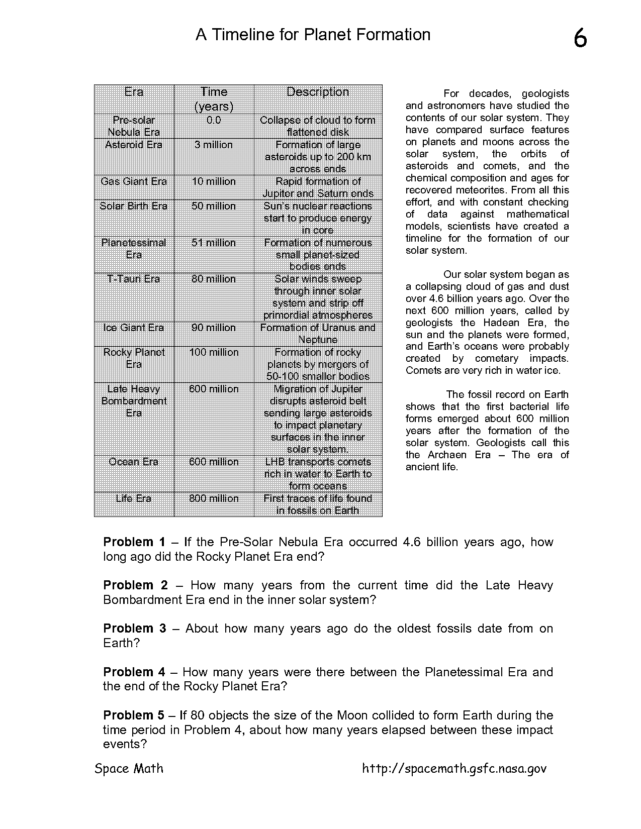 nebular hypothesis worksheet origin of the solar system