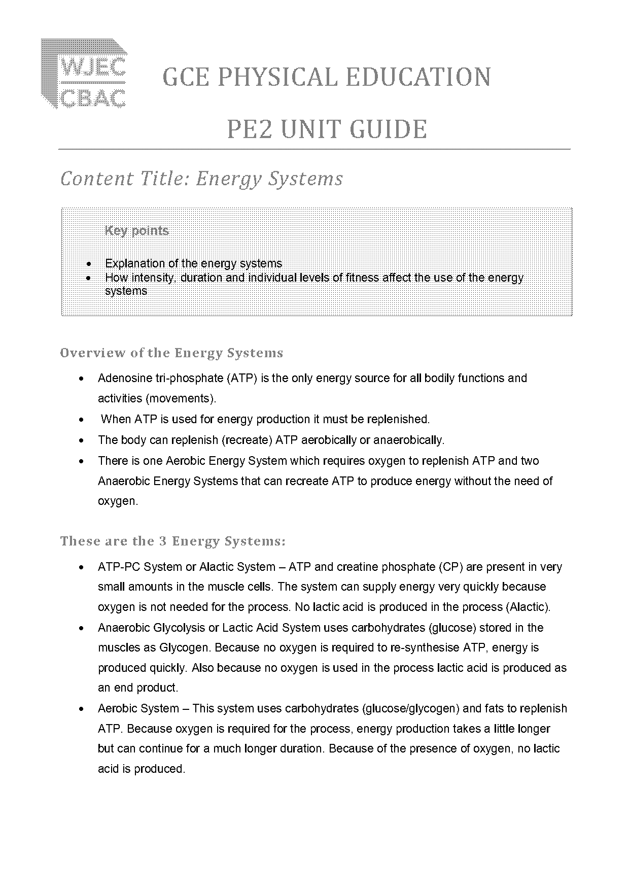 example of anaerobic lactic glycolytic system