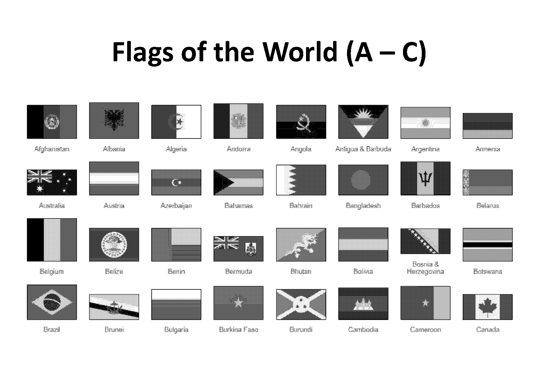 world flags in alphabetical order