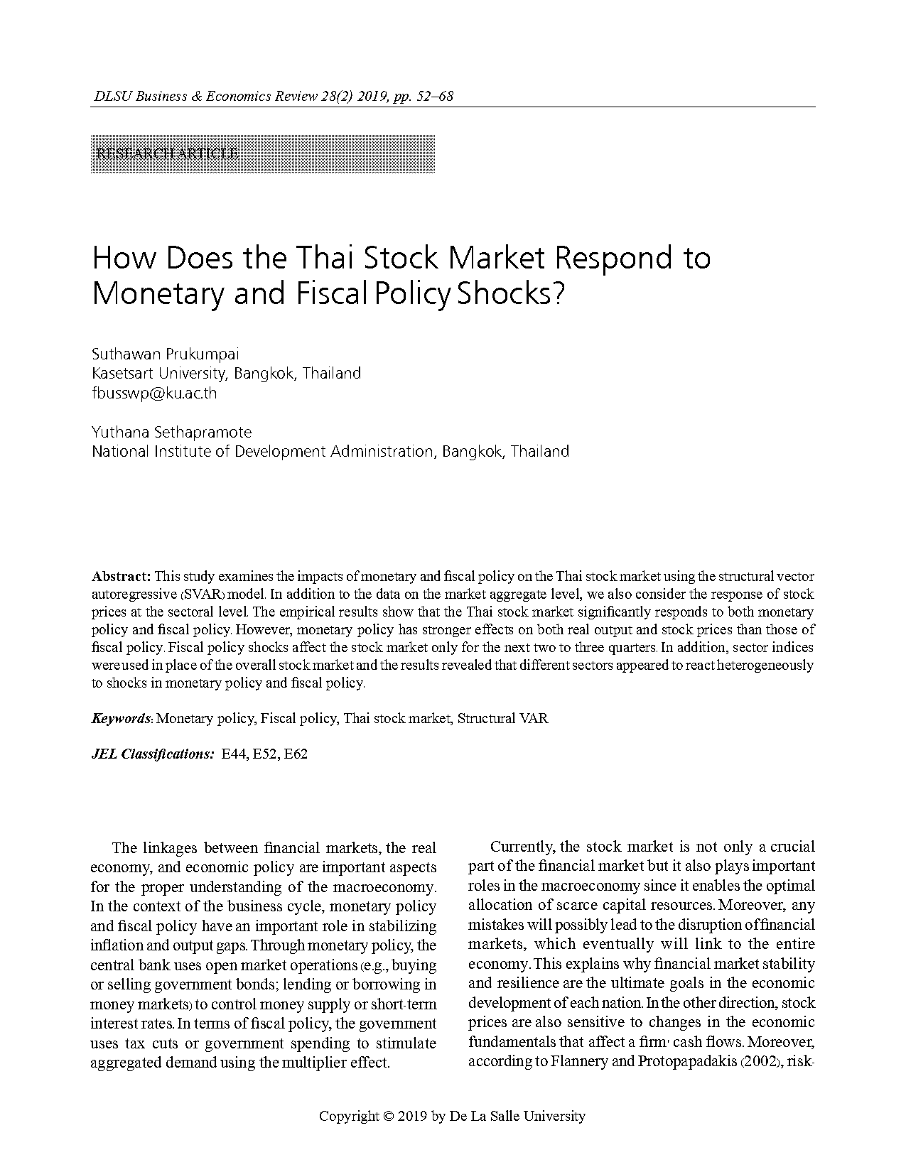 how does fiscal policy affect the stock market