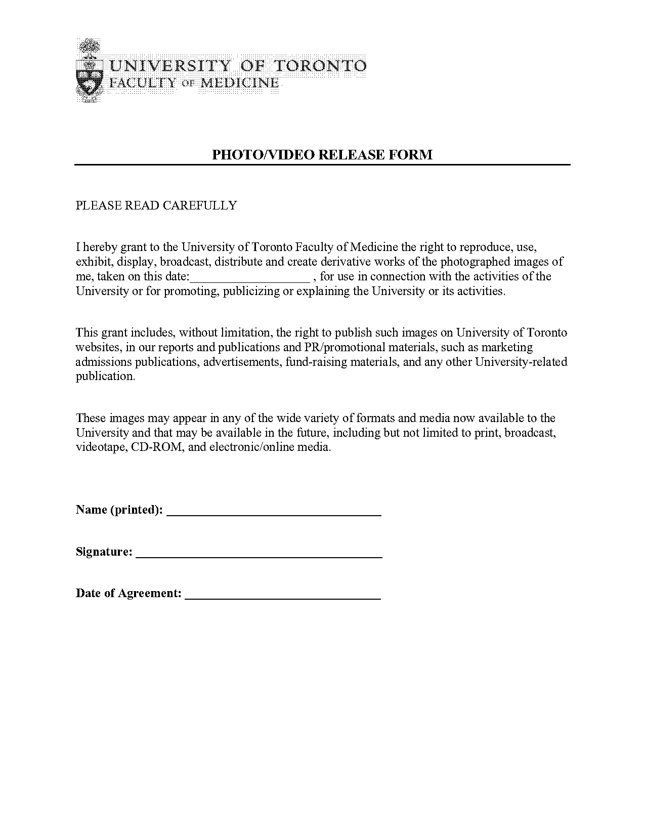 photography release form template