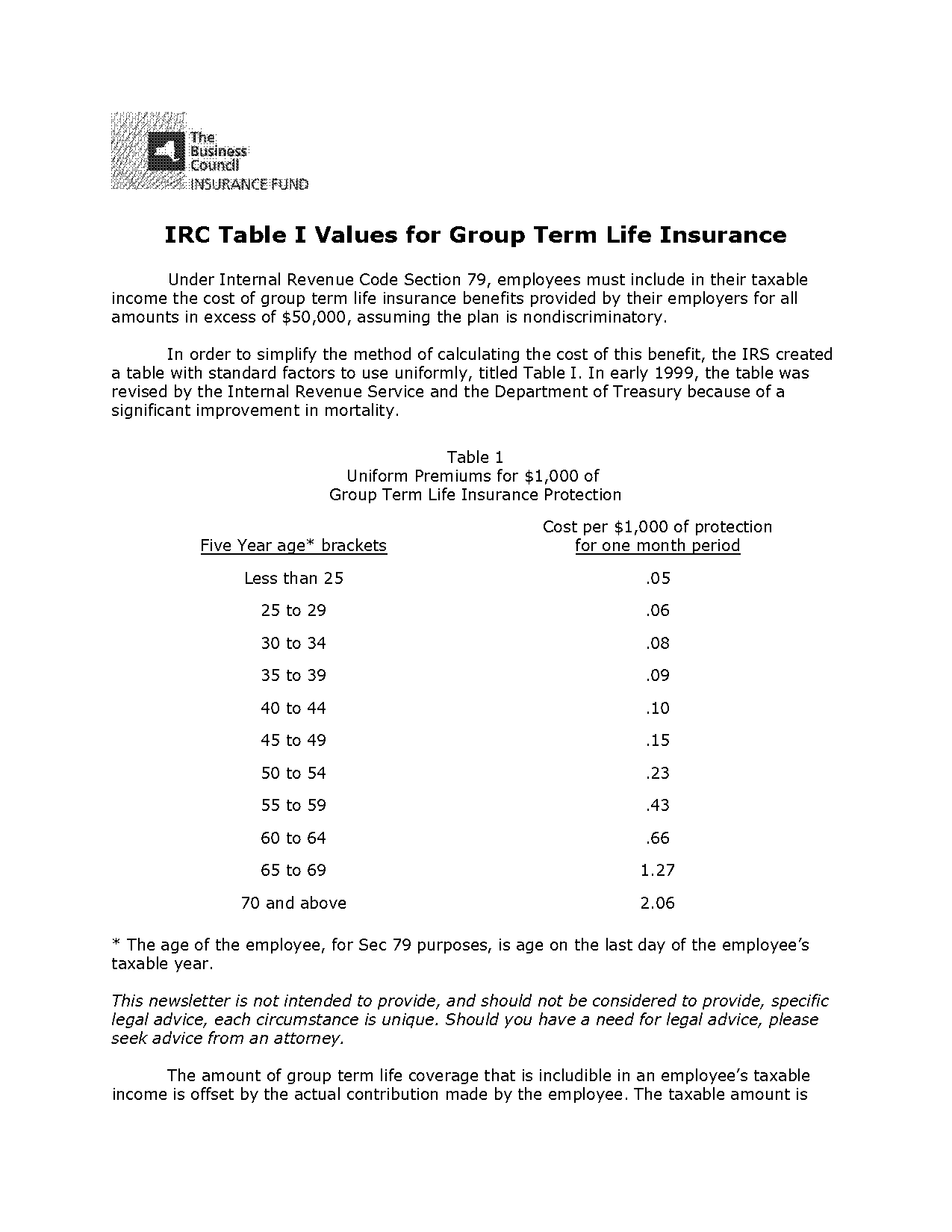 irs group term life insurance