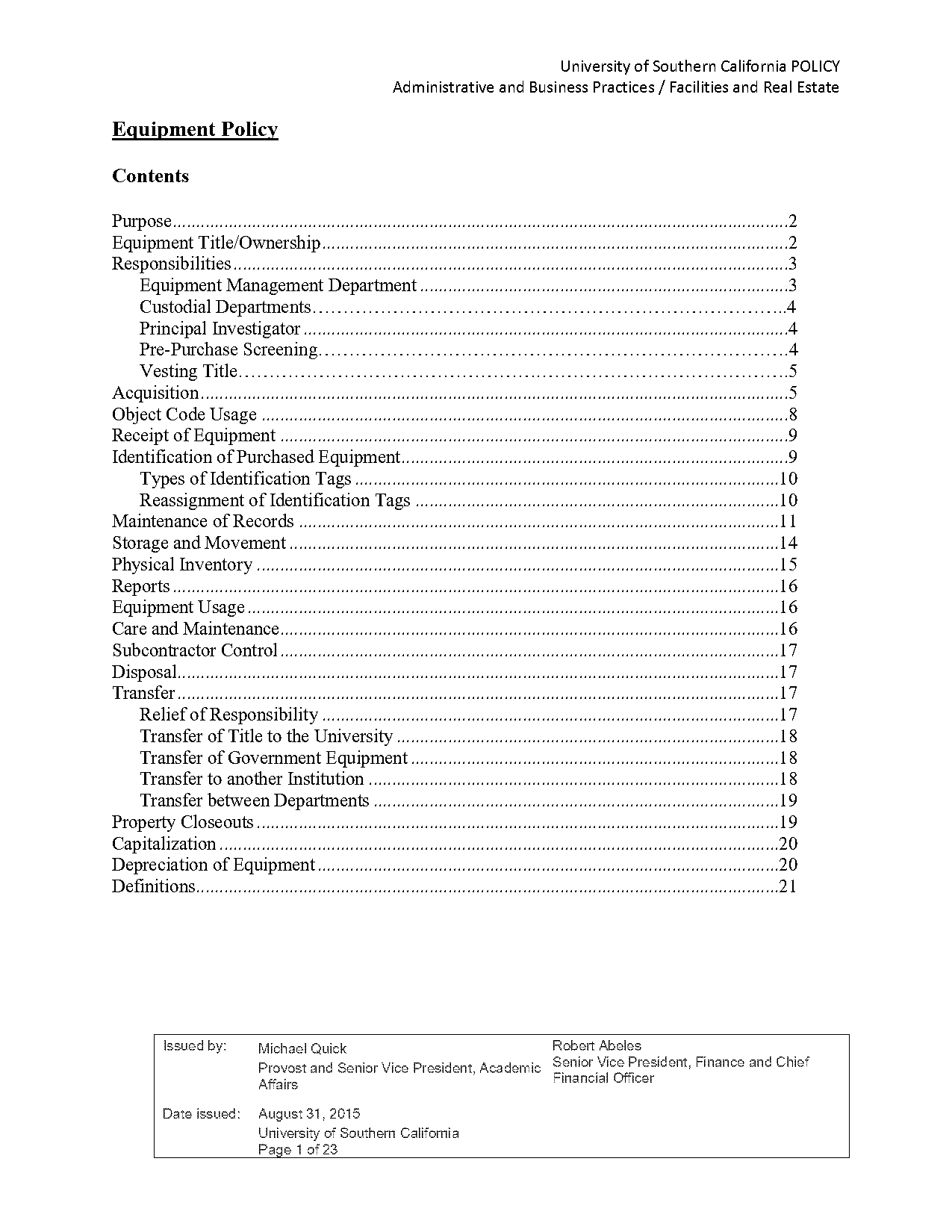 sample of equipment use agreement