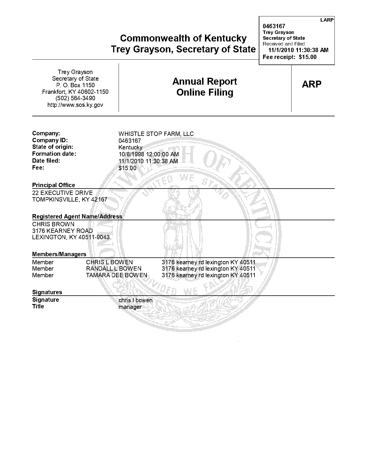 commonwealth of kentucky annual report online filing