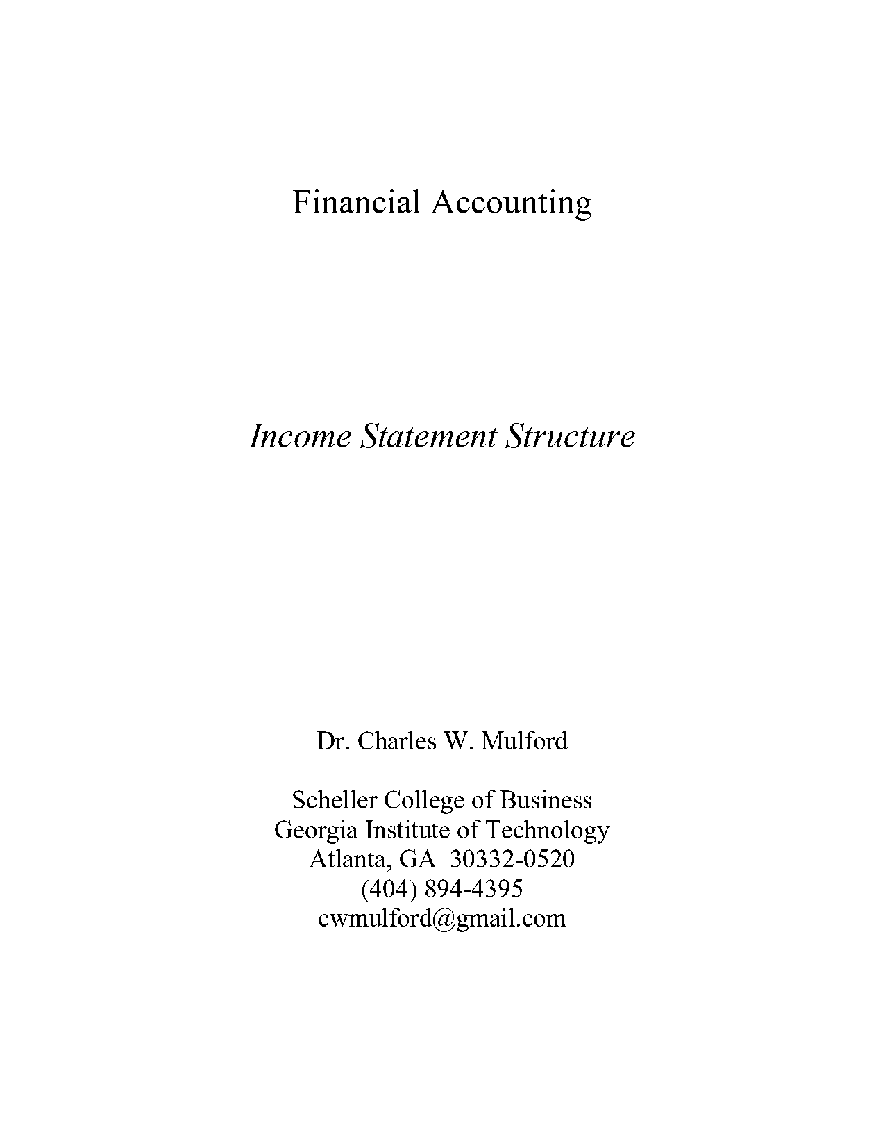 income statement cost structure