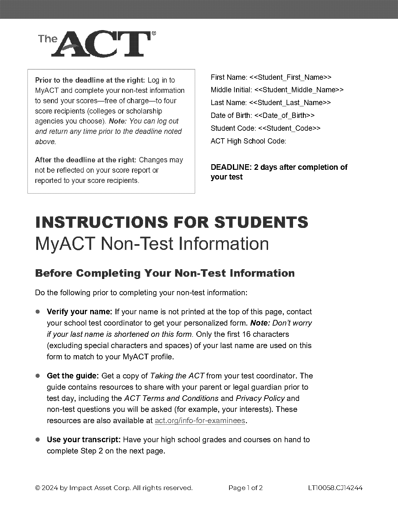 act on college resume