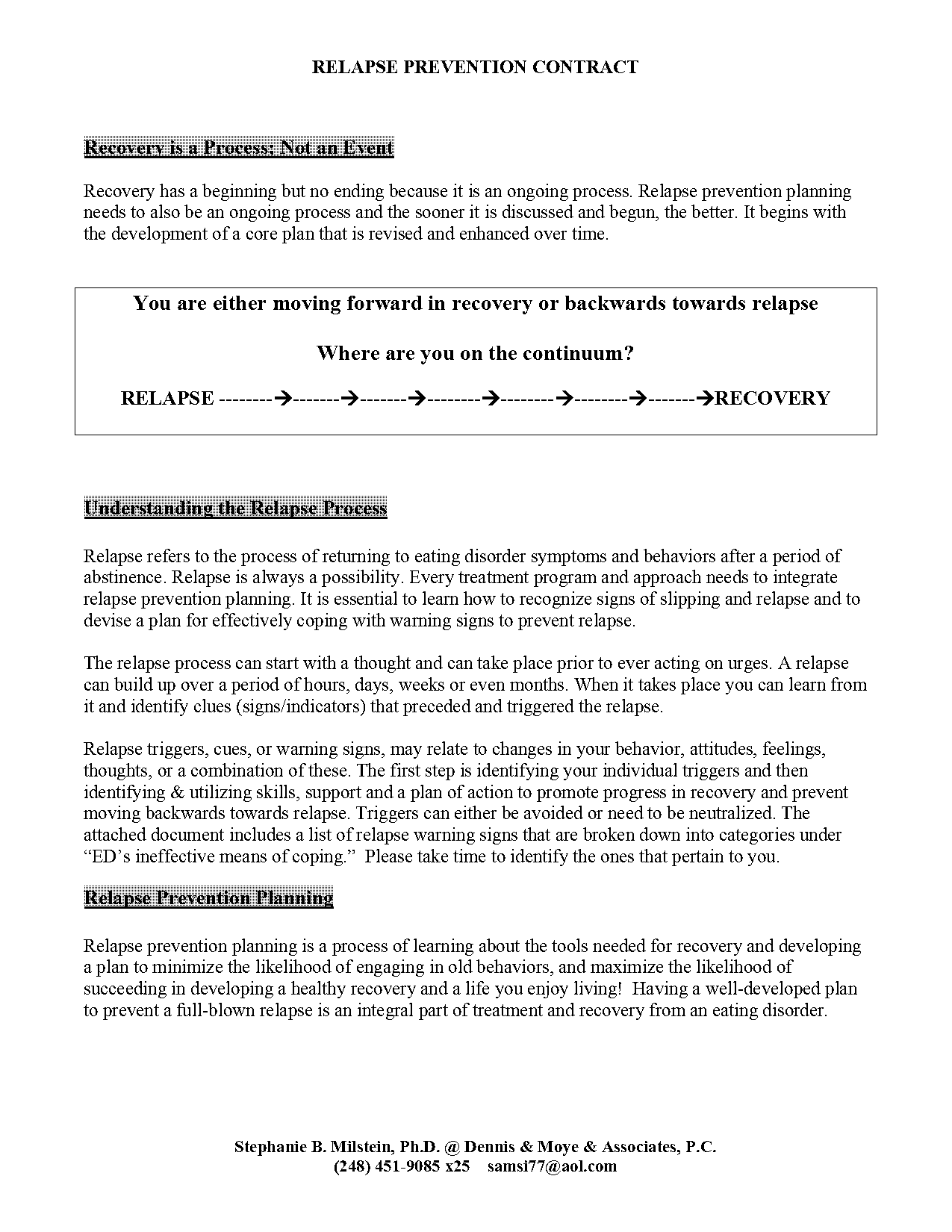 my action plan for relapse prevention pdf