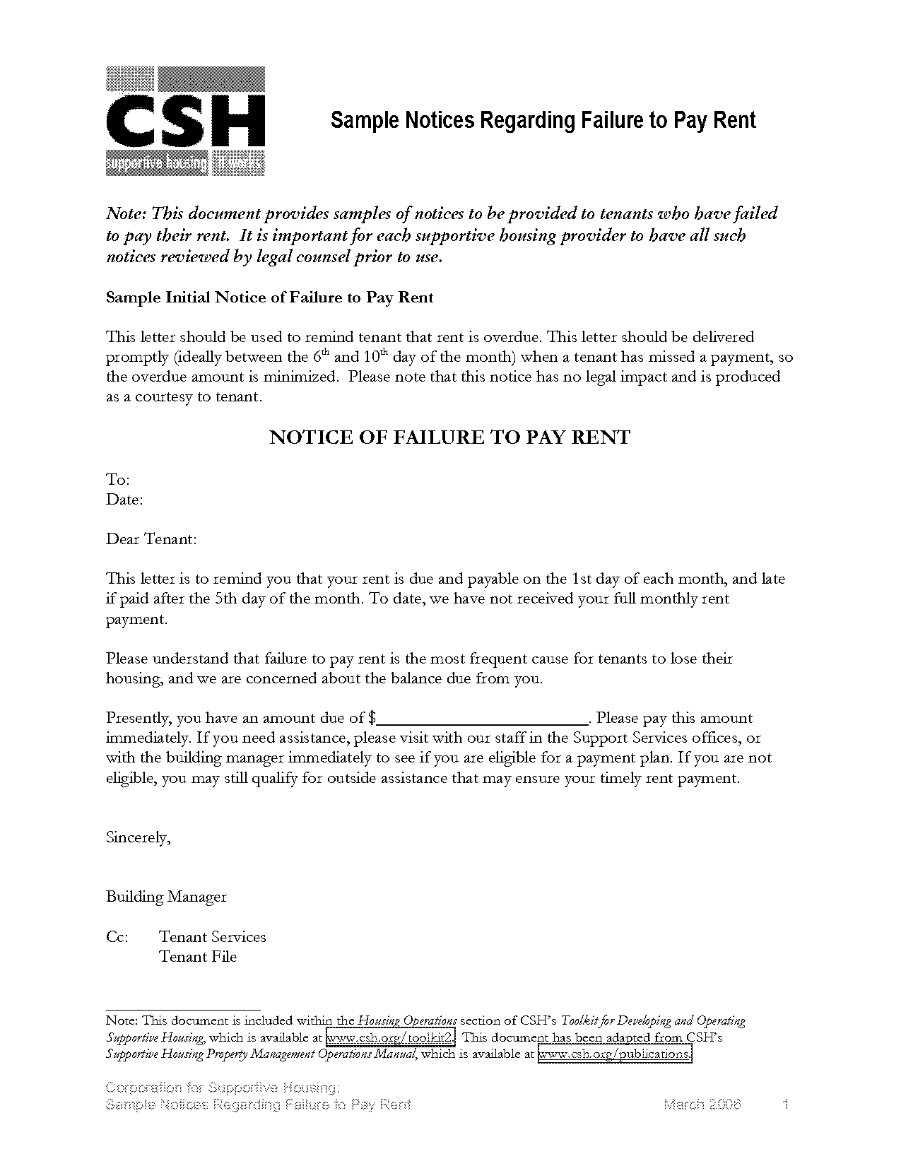 free sample notice to vacate letter