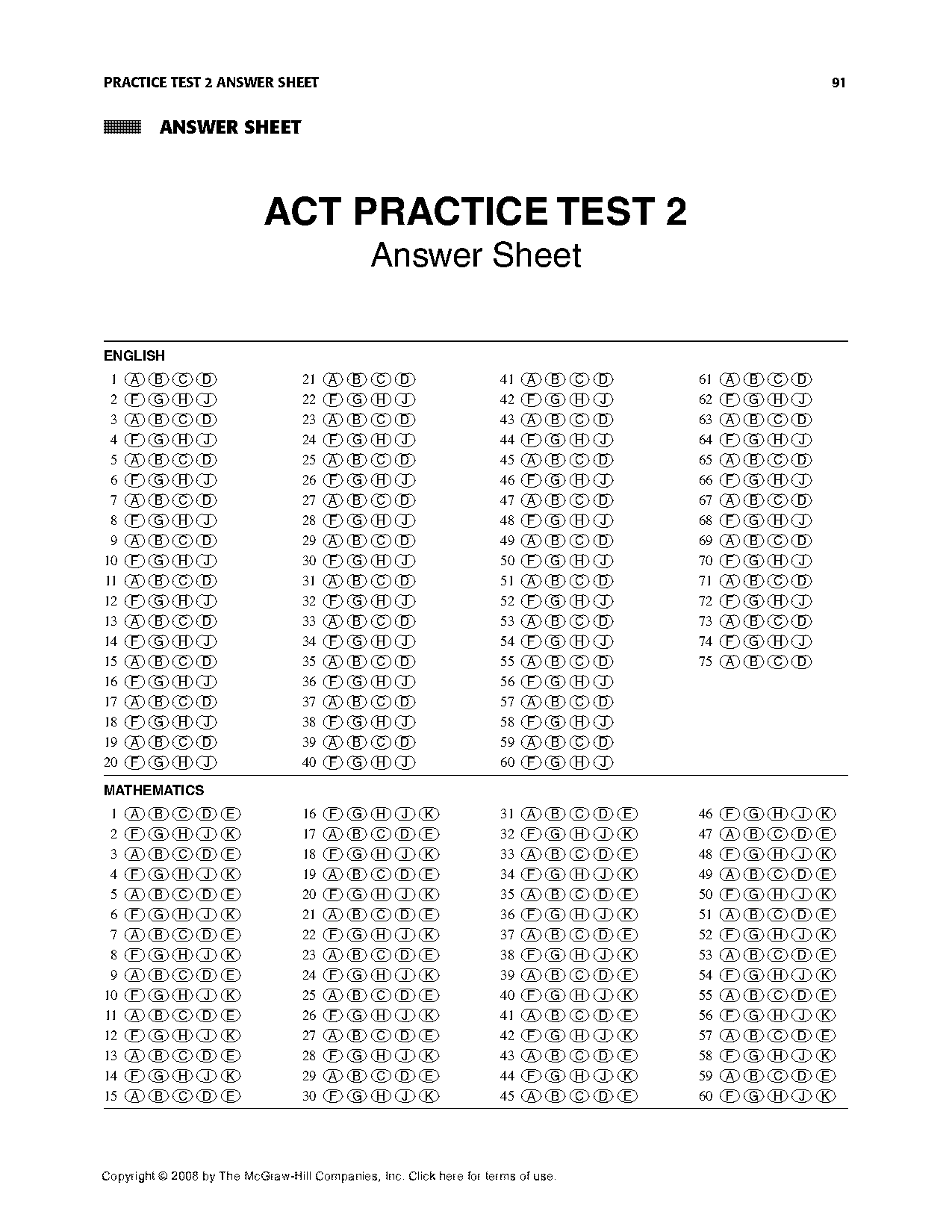 act english test examples