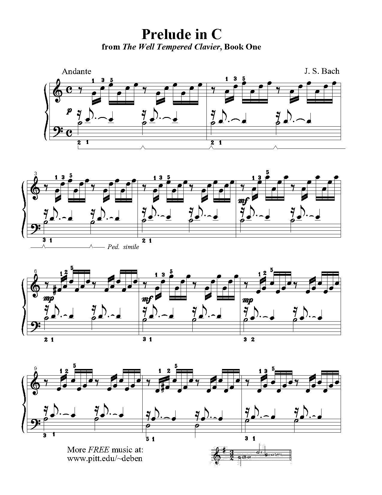 bach prelude in c minor sheet music pdf