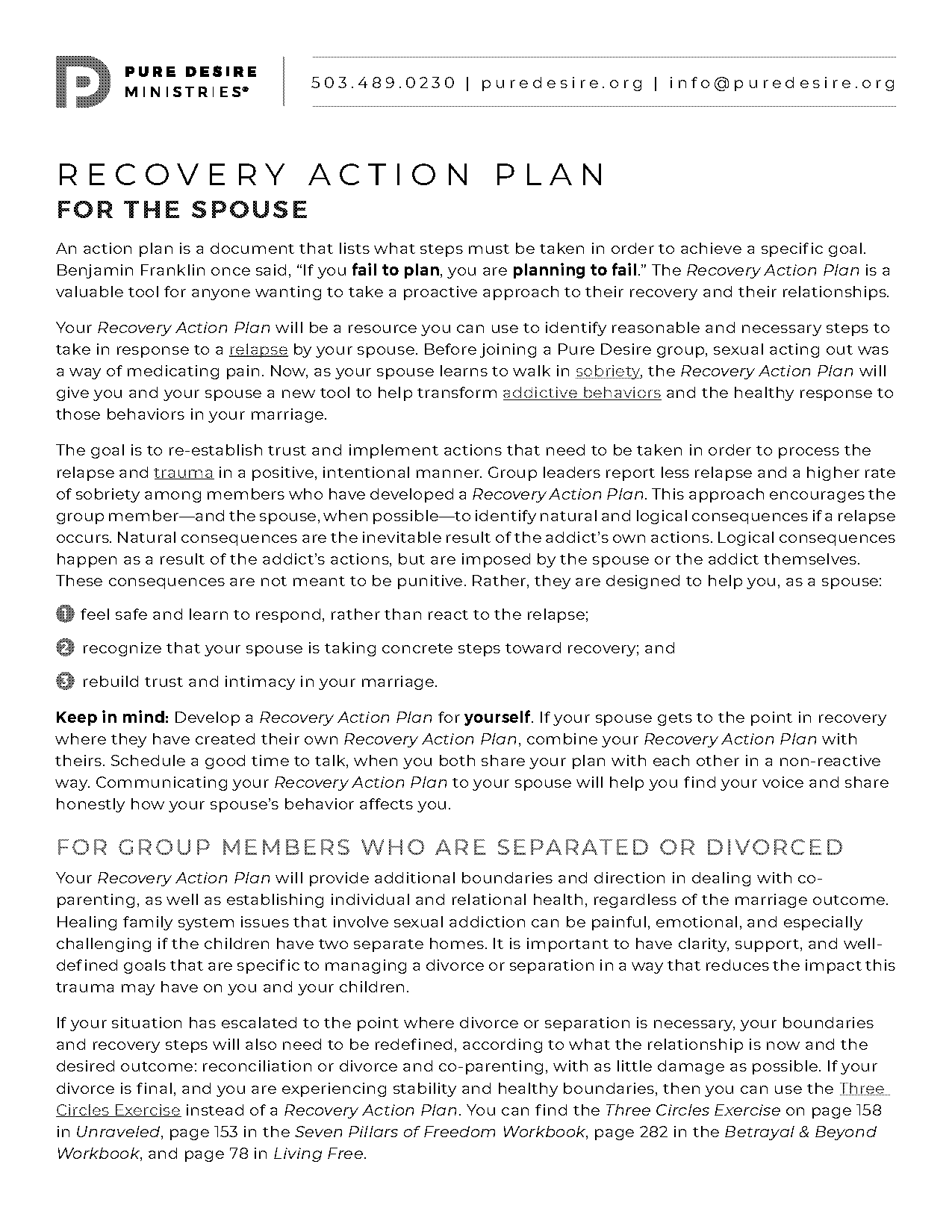 my action plan for relapse prevention pdf