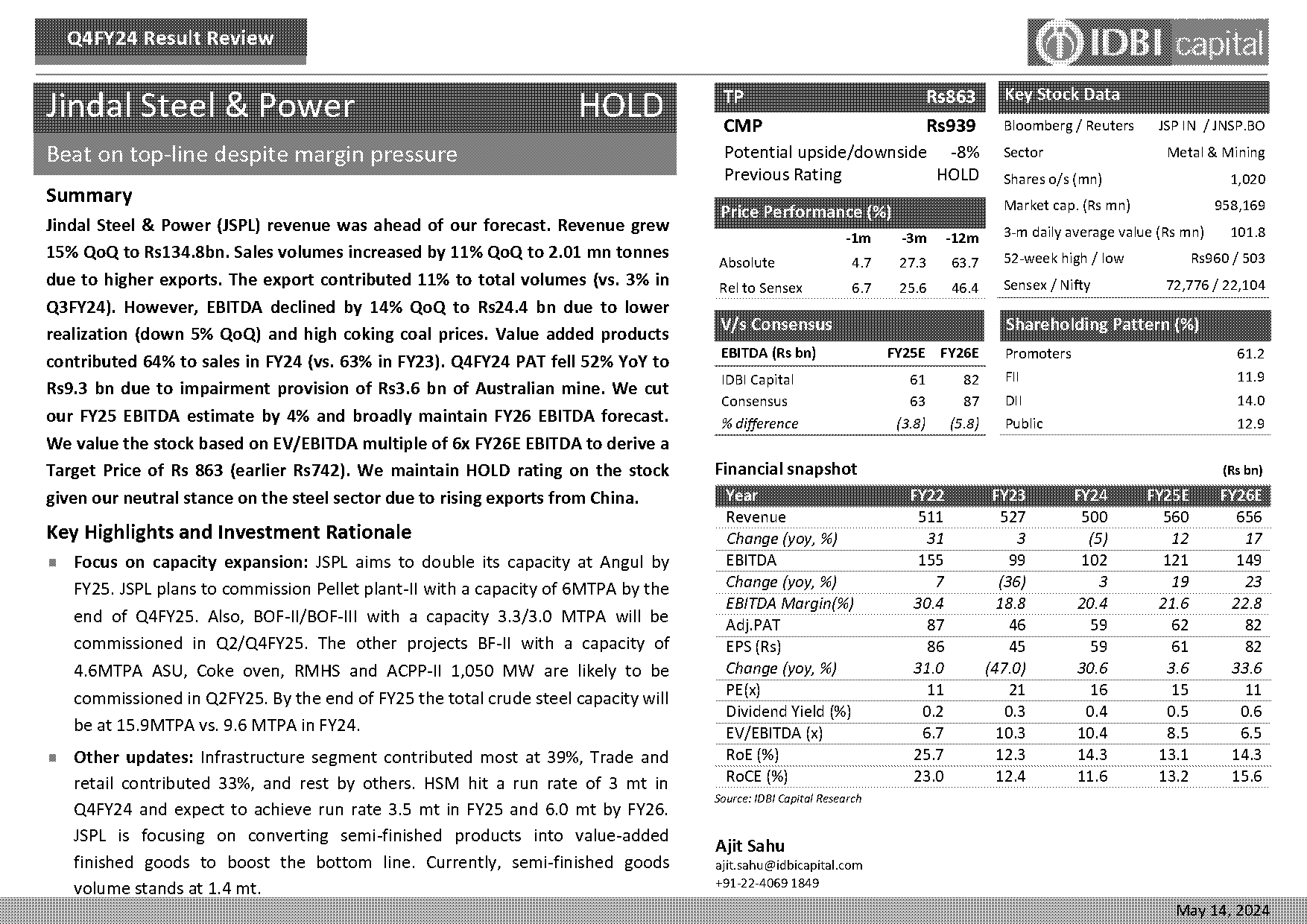 jindal steel cash flow statement