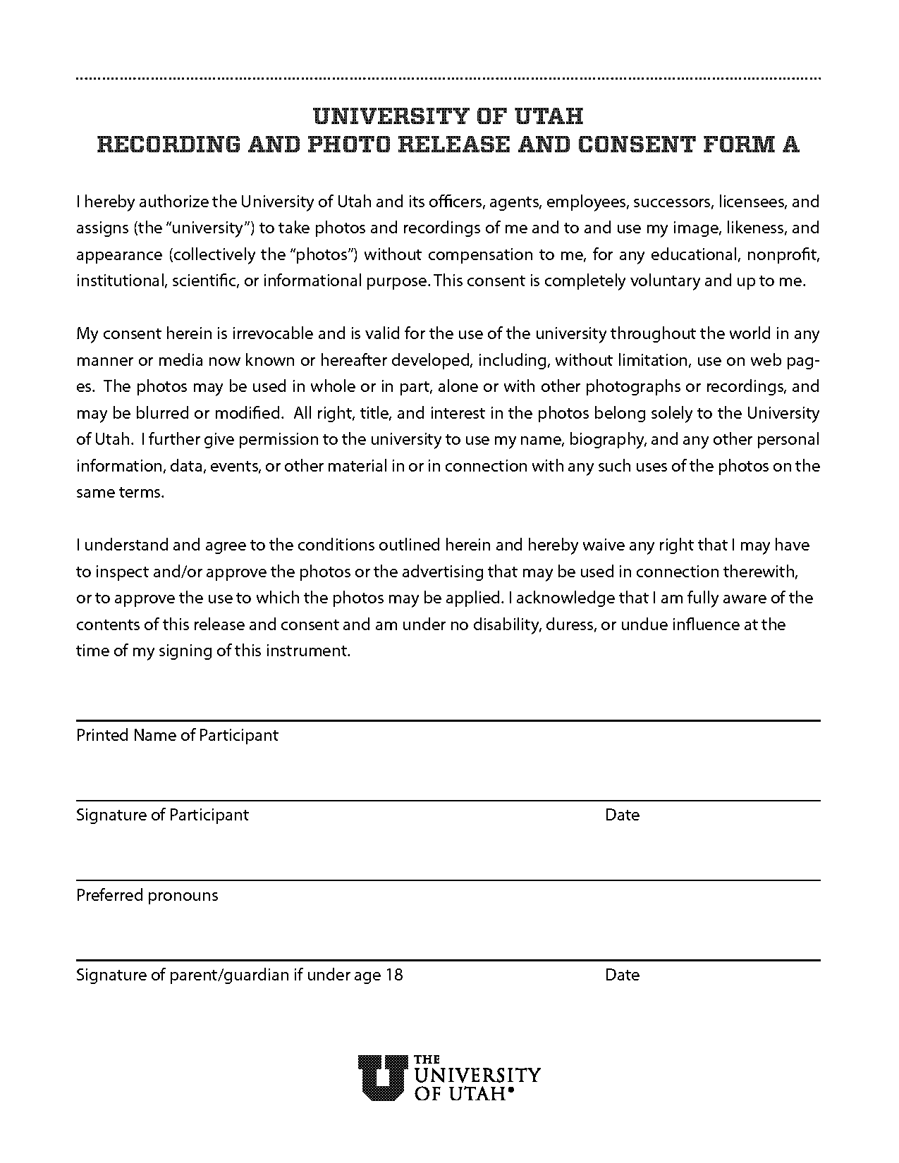 photography release form template