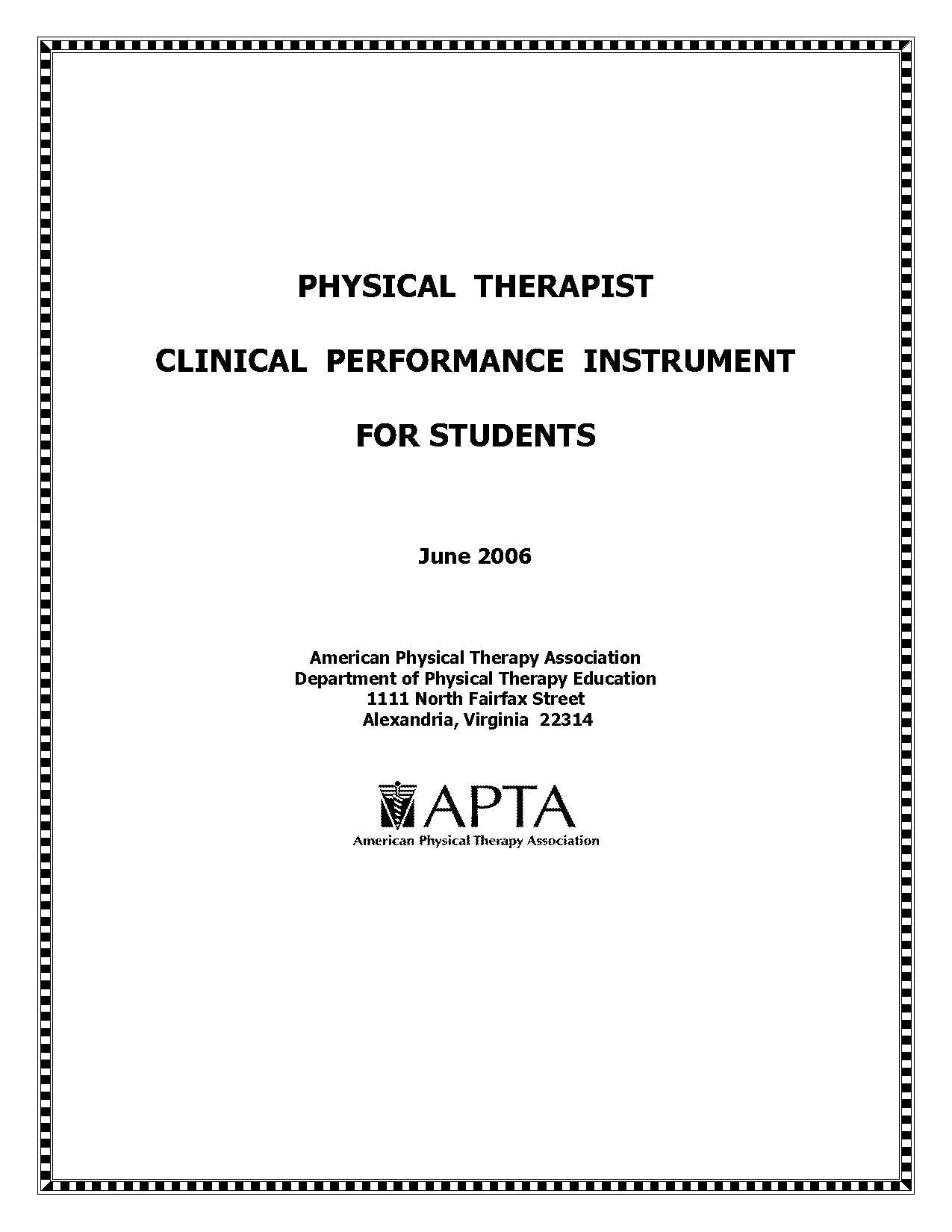 apta physical therapy student evaluation