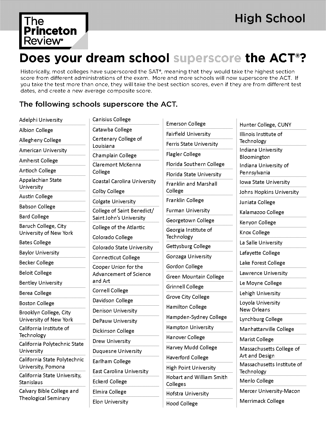 does university of texas superscore act