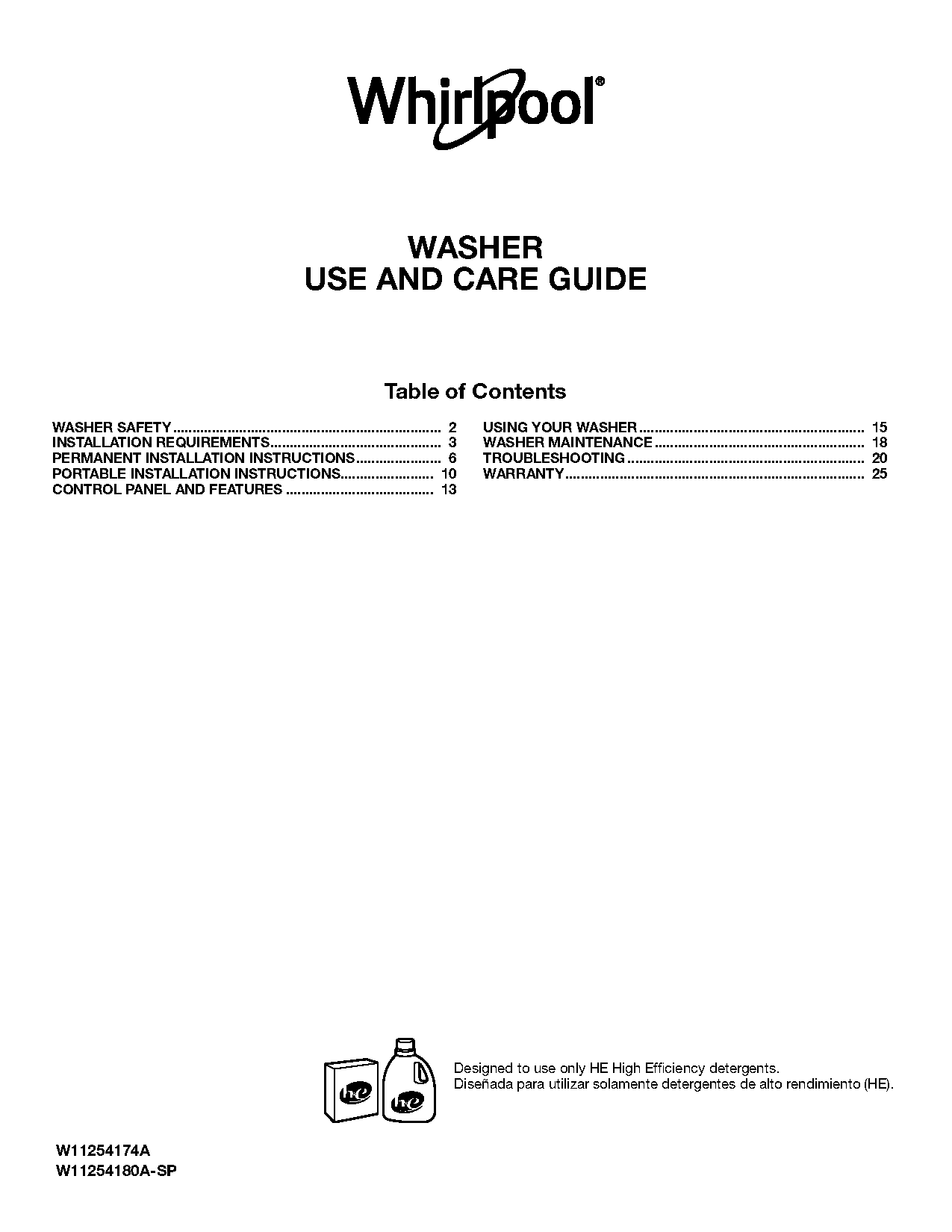 instructions for whirlpool washing machine