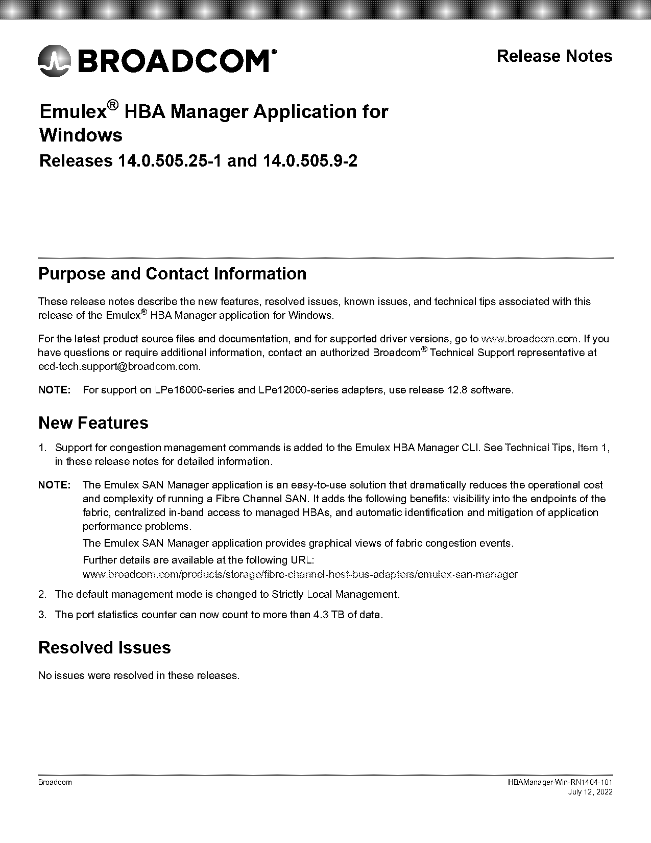 application manager release notes