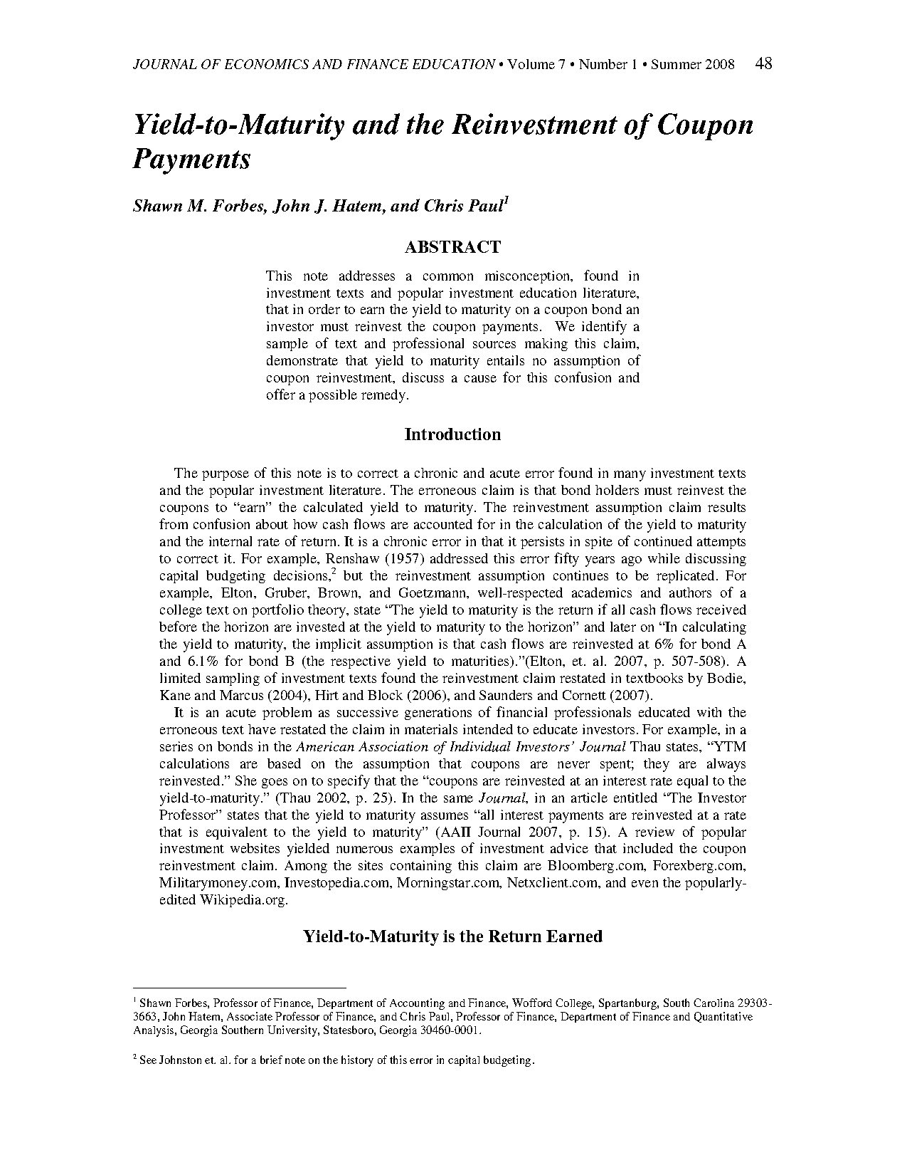 interest rate present value yield to matuirty quantity formula