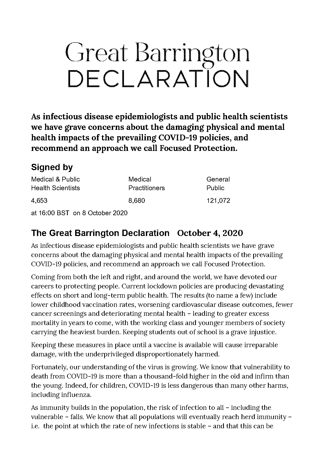 who signed the barrington declaration