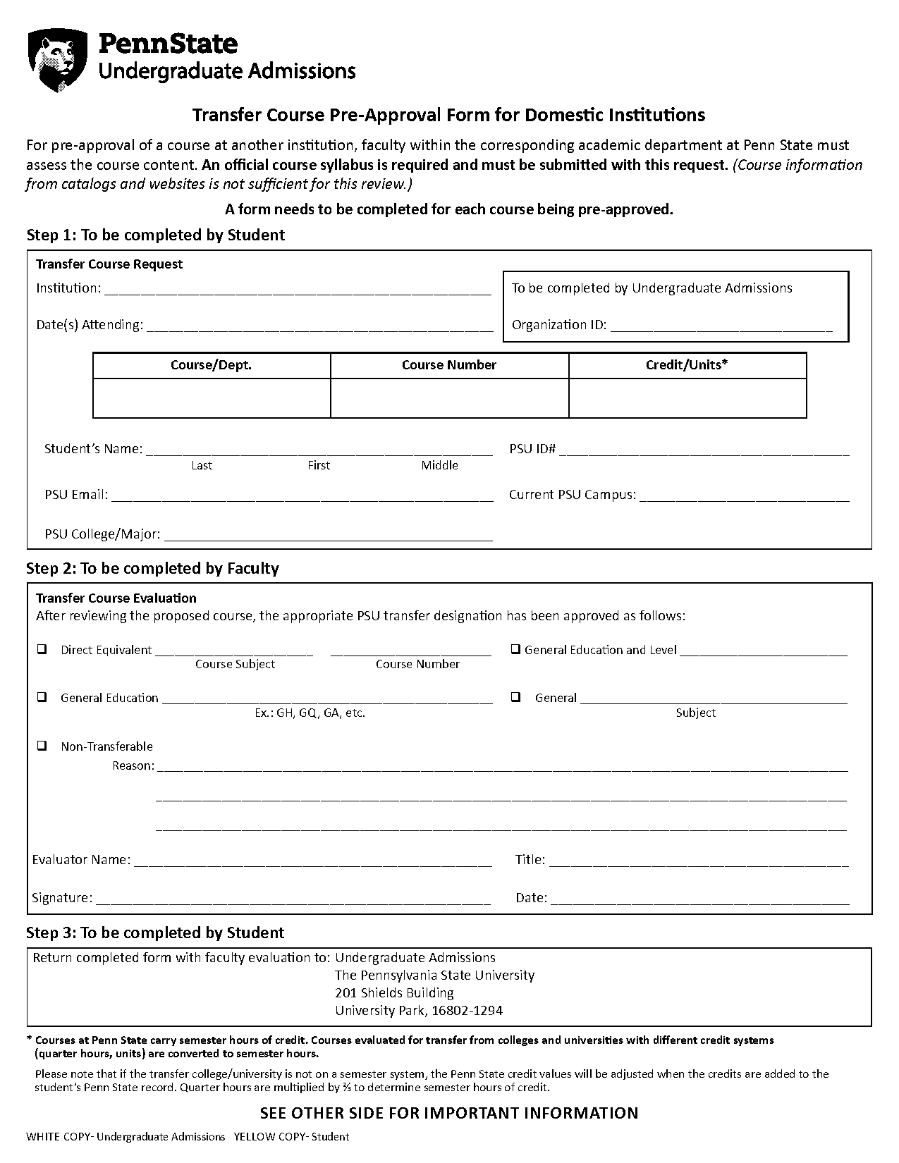 penn state application transcript