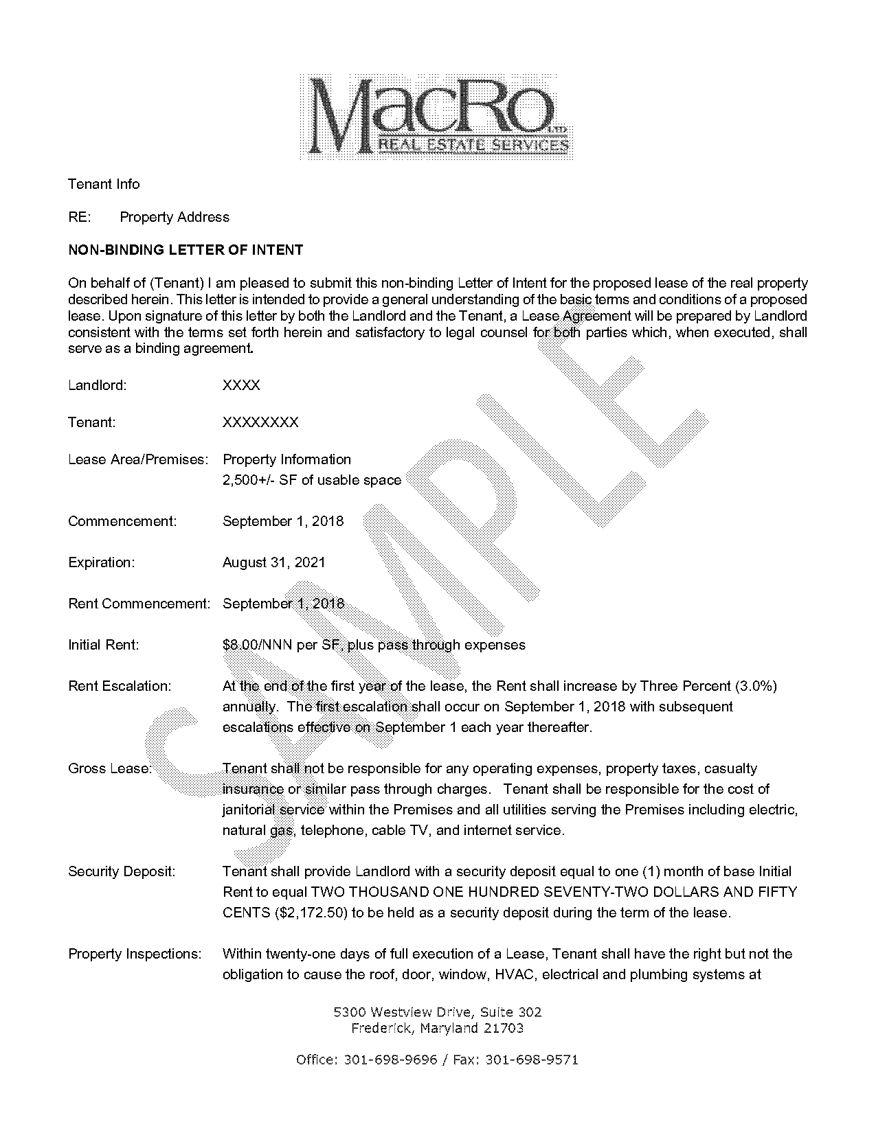 commercil lease letter of intent