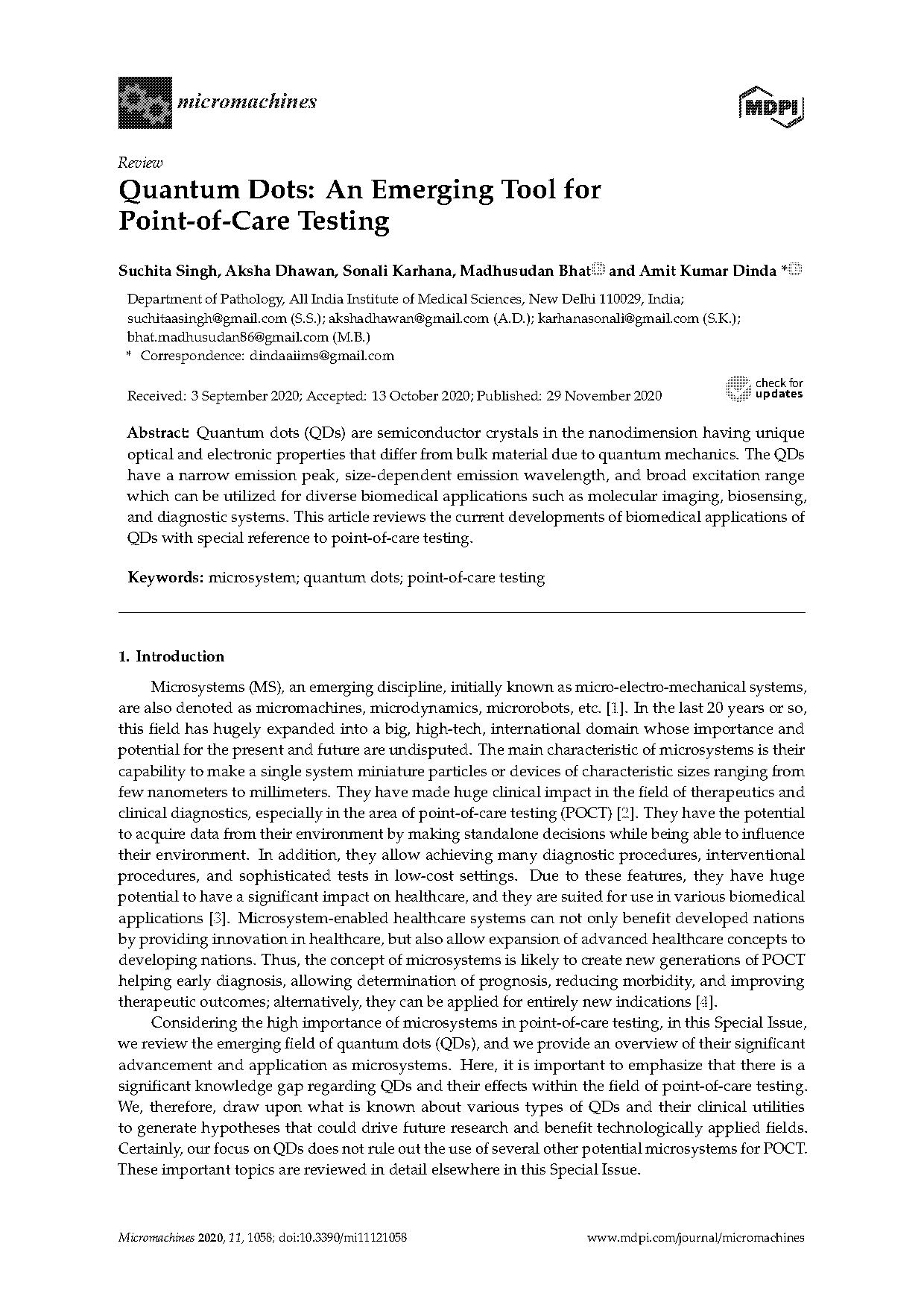 amylose surface modification of quantum dot