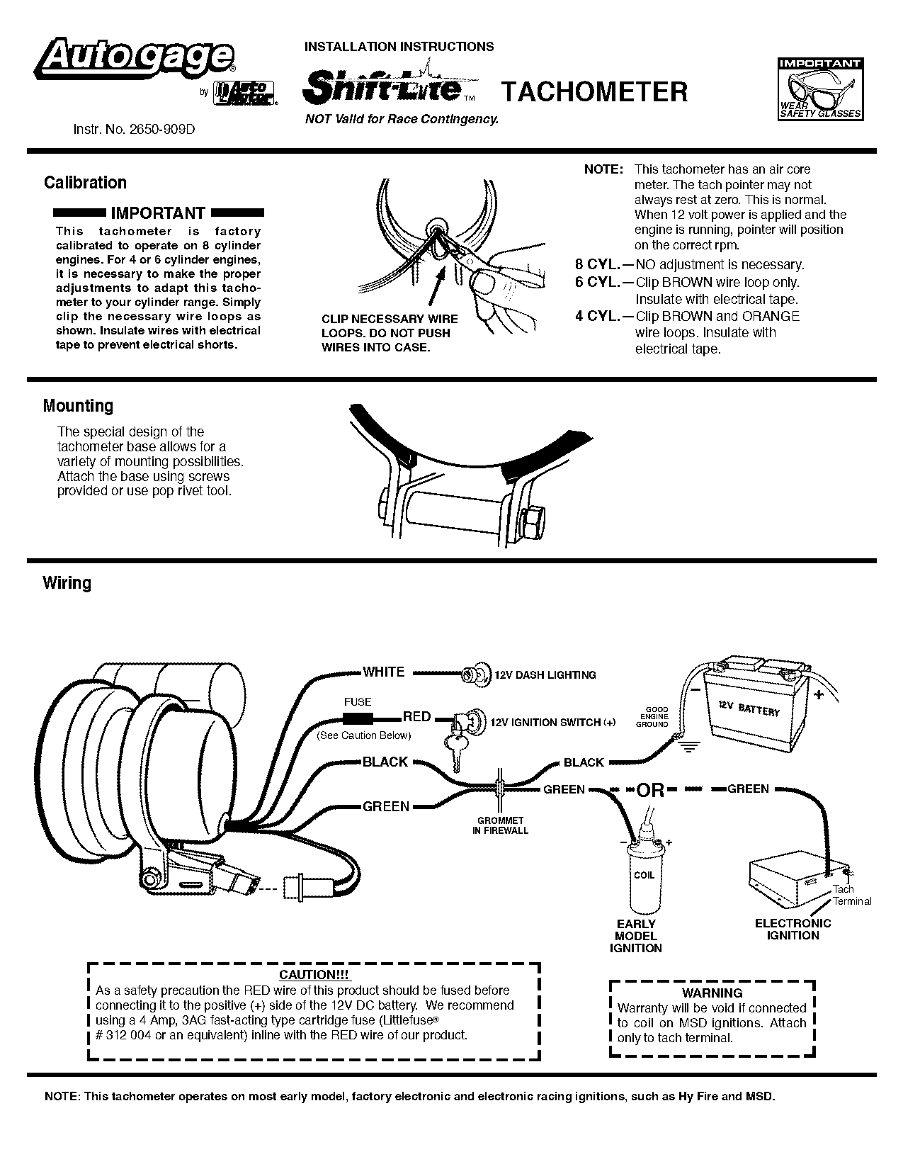 instruction manual for autometer tachometer