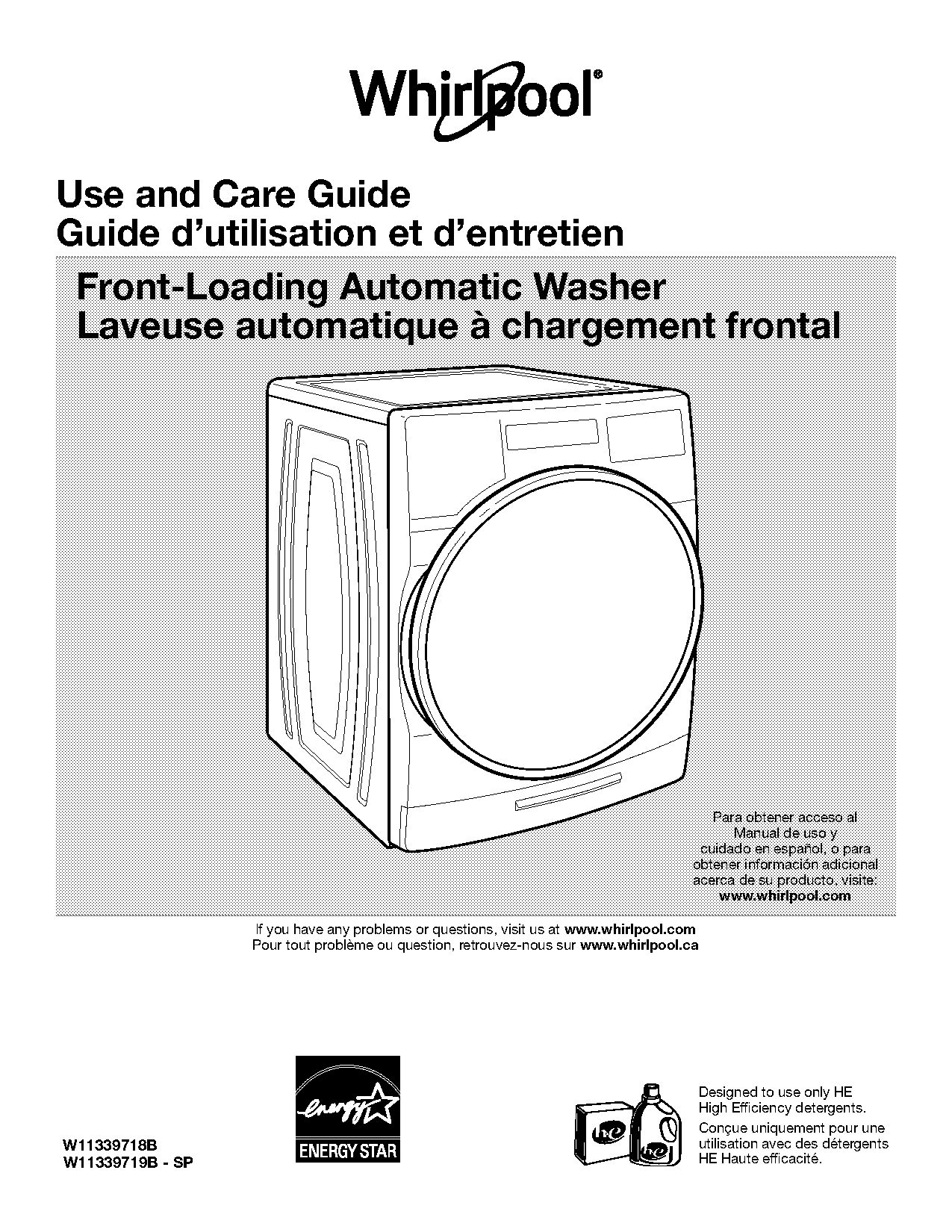 instructions for whirlpool washing machine