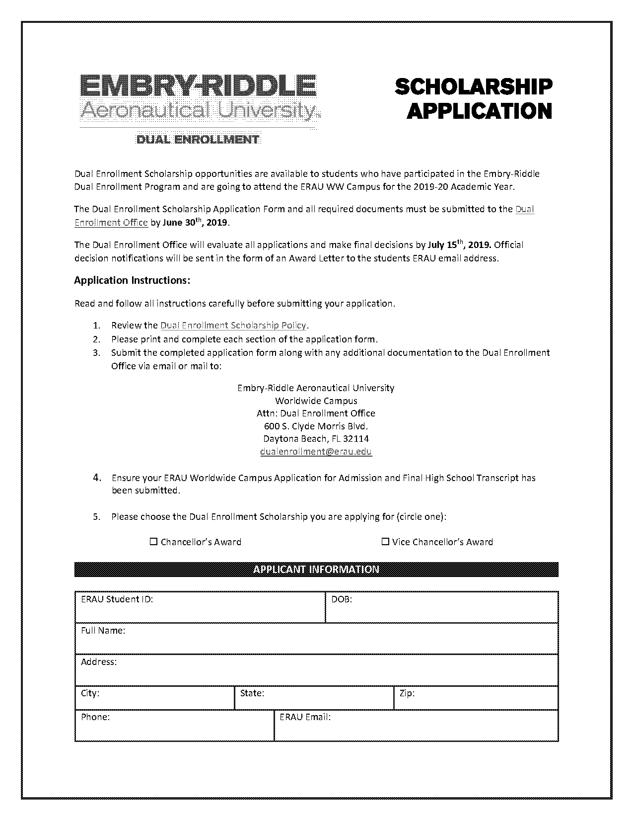 embry riddle application date